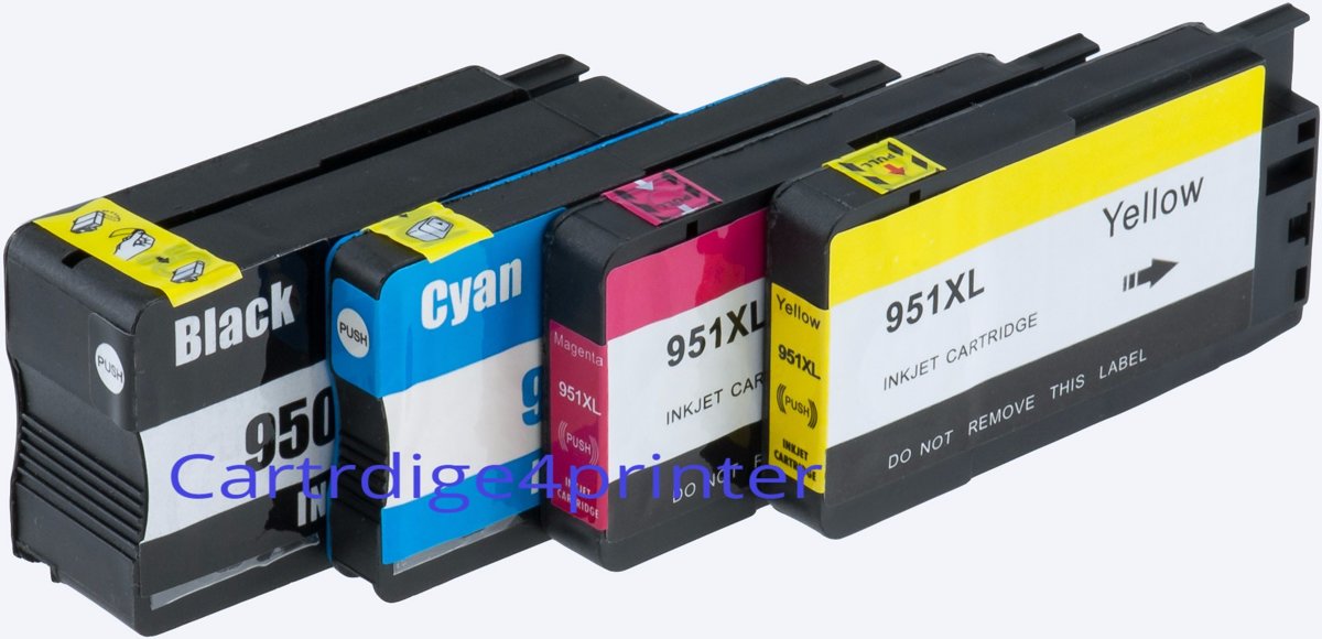 KATRIZ huismerk inkt voor|HP  950XL BK+ 951XL Cyan + 951XL Magenta + 951XL Yellow  | (4stuks) - Met chip